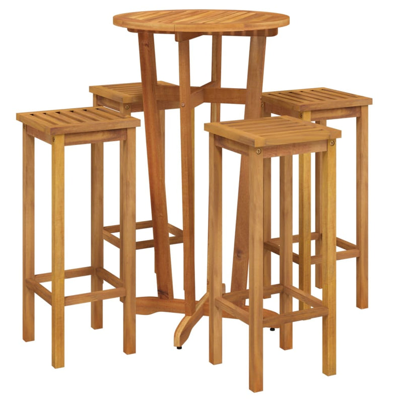 5 Piece Garden Bar Set Solid Wood  Acacia