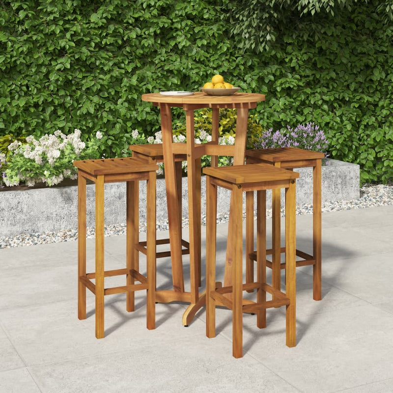 5 Piece Garden Bar Set Solid Wood  Acacia