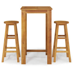 5 Piece Garden Bar Set Solid Wood Acacia 60 cm table length Bar stools with round seat 2