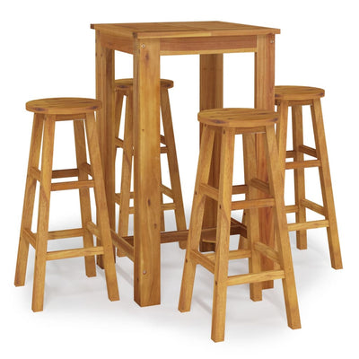 5 Piece Garden Bar Set Solid Wood  Acacia