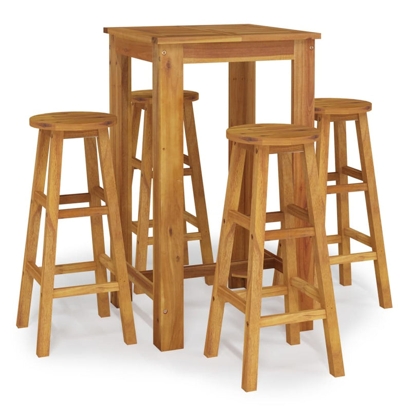 5 Piece Garden Bar Set Solid Wood  Acacia