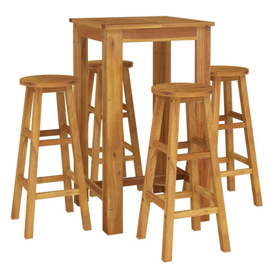 5 Piece Garden Bar Set Solid Wood  Acacia