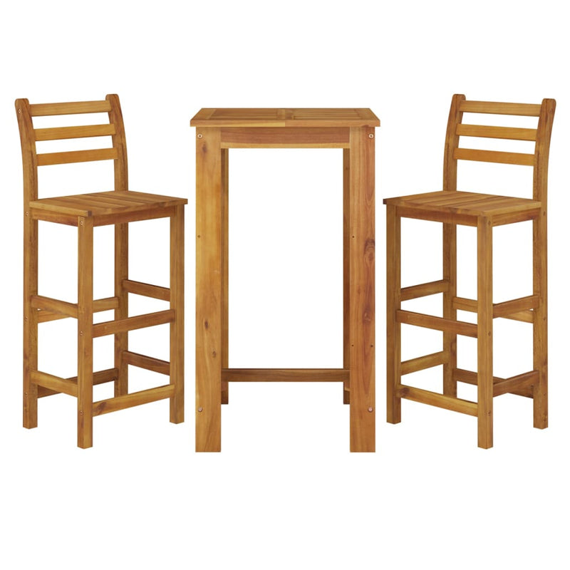 3 Piece Garden Bar Set Solid Wood  Acacia