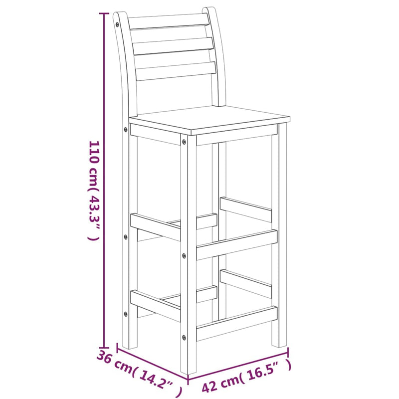 3 Piece Garden Bar Set Solid Wood  Acacia