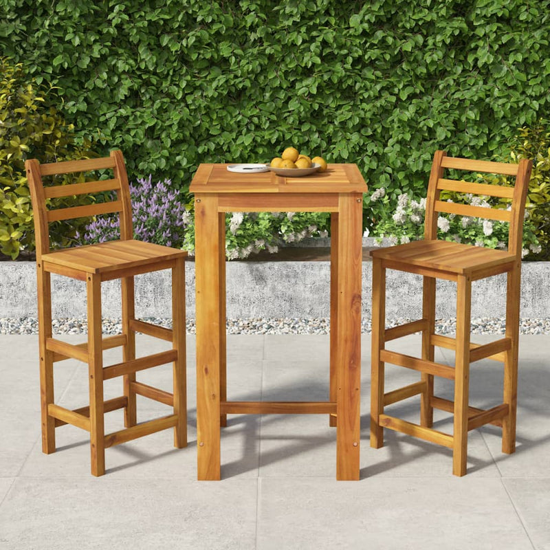 3 Piece Garden Bar Set Solid Wood  Acacia