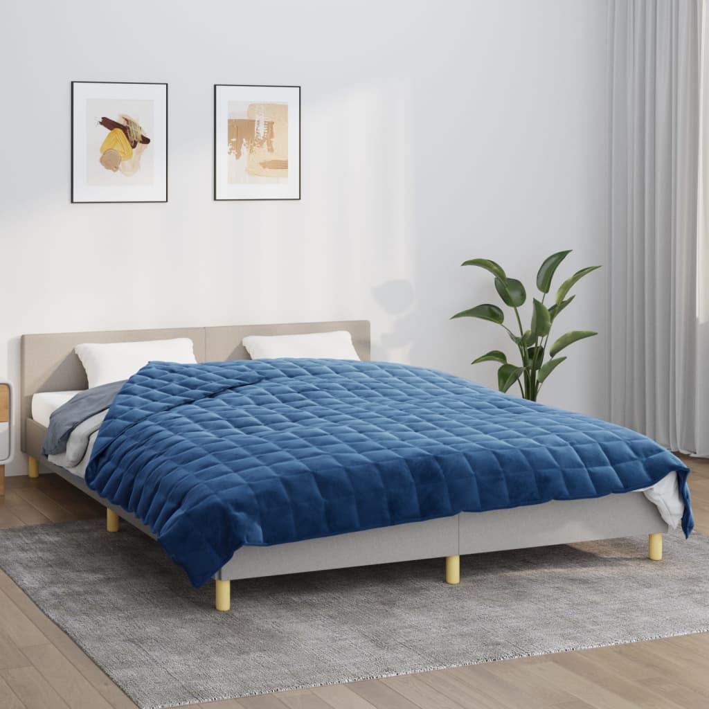 vidaXL Weighted Blanket Blue 220x240 cm King 15 kg Fabric 1
