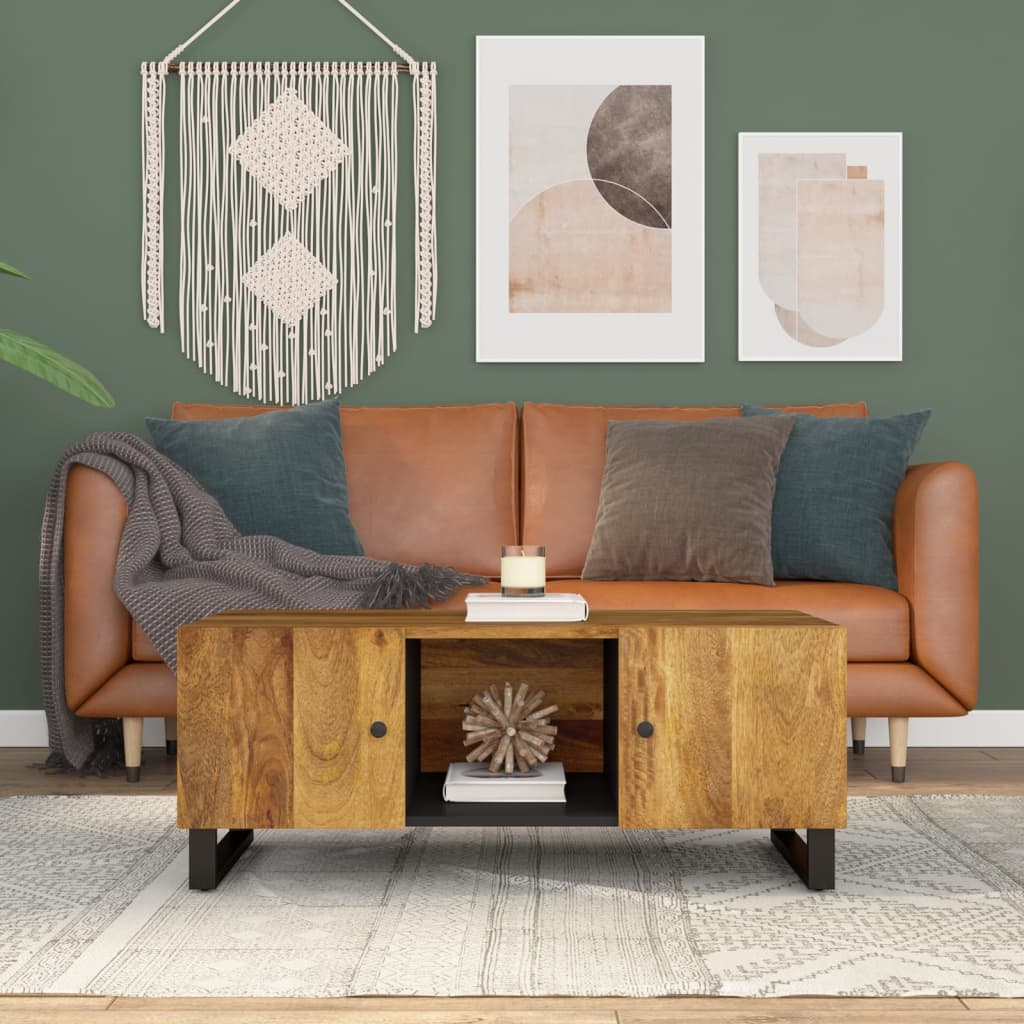 vidaXL Coffee Table 100x54x40 cm Solid Wood Mango&Engineered Wood 1