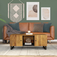 vidaXL Coffee Table 100x54x40 cm Solid Wood Mango&Engineered Wood 1