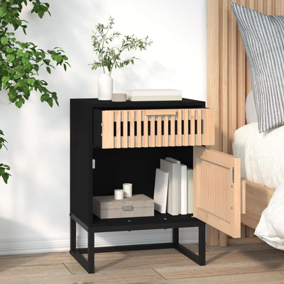 Bedside Cabinet Black 40x30x55.5 cm Engineered Wood&Iron