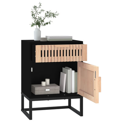 Bedside Cabinet Black 40x30x55.5 cm Engineered Wood&Iron