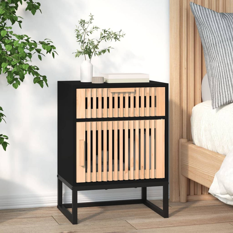 Bedside Cabinet Black 40x30x55.5 cm Engineered Wood&Iron