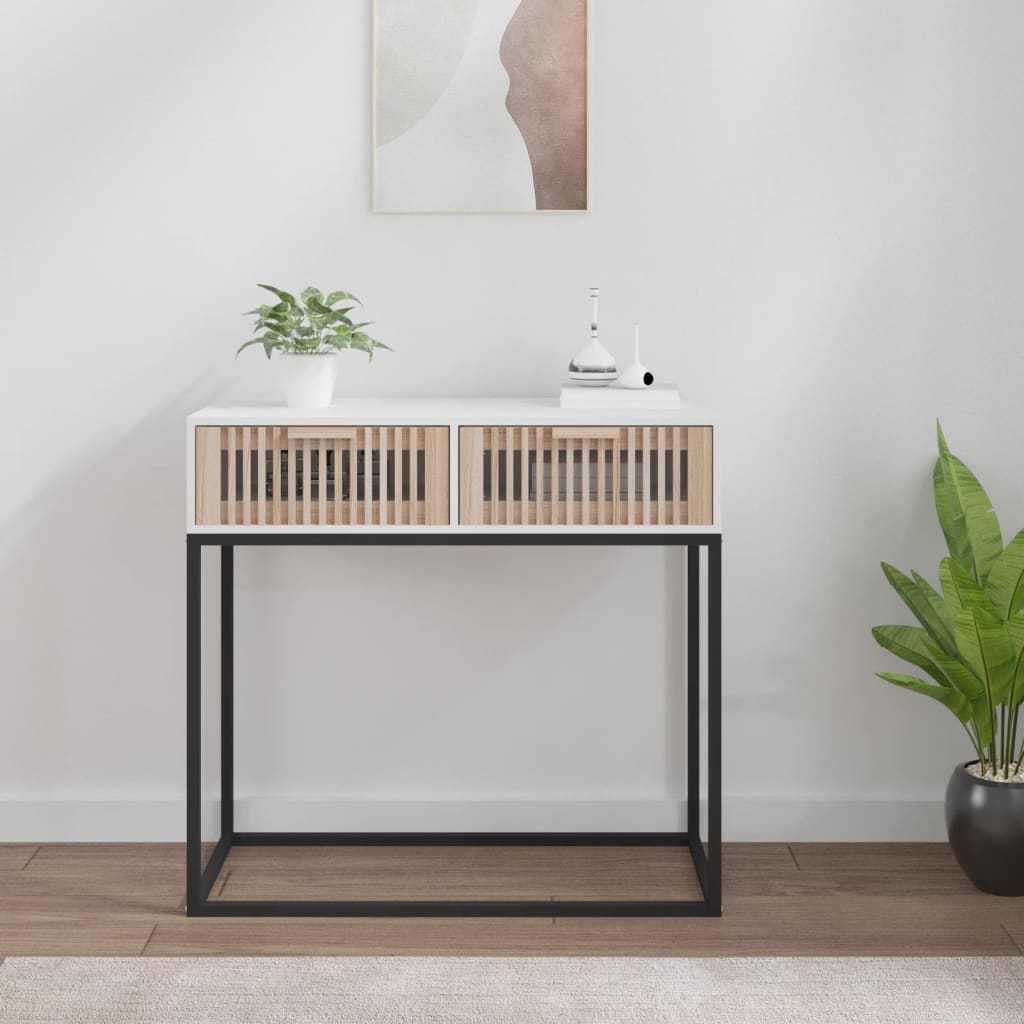 Console Table 80x30x75 cm Engineered Wood and Iron White
