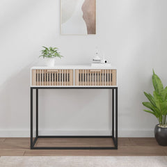Console Table 80x30x75 cm Engineered Wood and Iron White