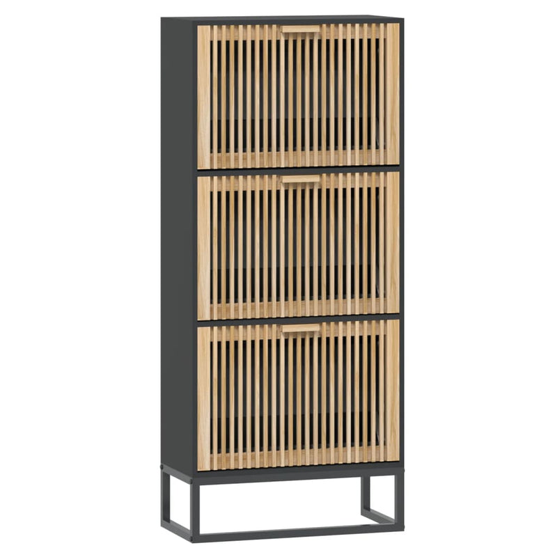 Shoe Cabinet Black 52x25x120 cm Engineered Wood