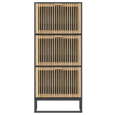 Shoe Cabinet Black 52x25x120 cm Engineered Wood