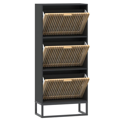 Shoe Cabinet Black 52x25x120 cm Engineered Wood