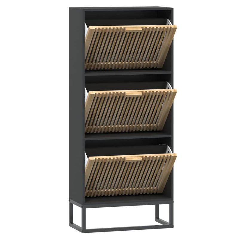 Shoe Cabinet Black 52x25x120 cm Engineered Wood