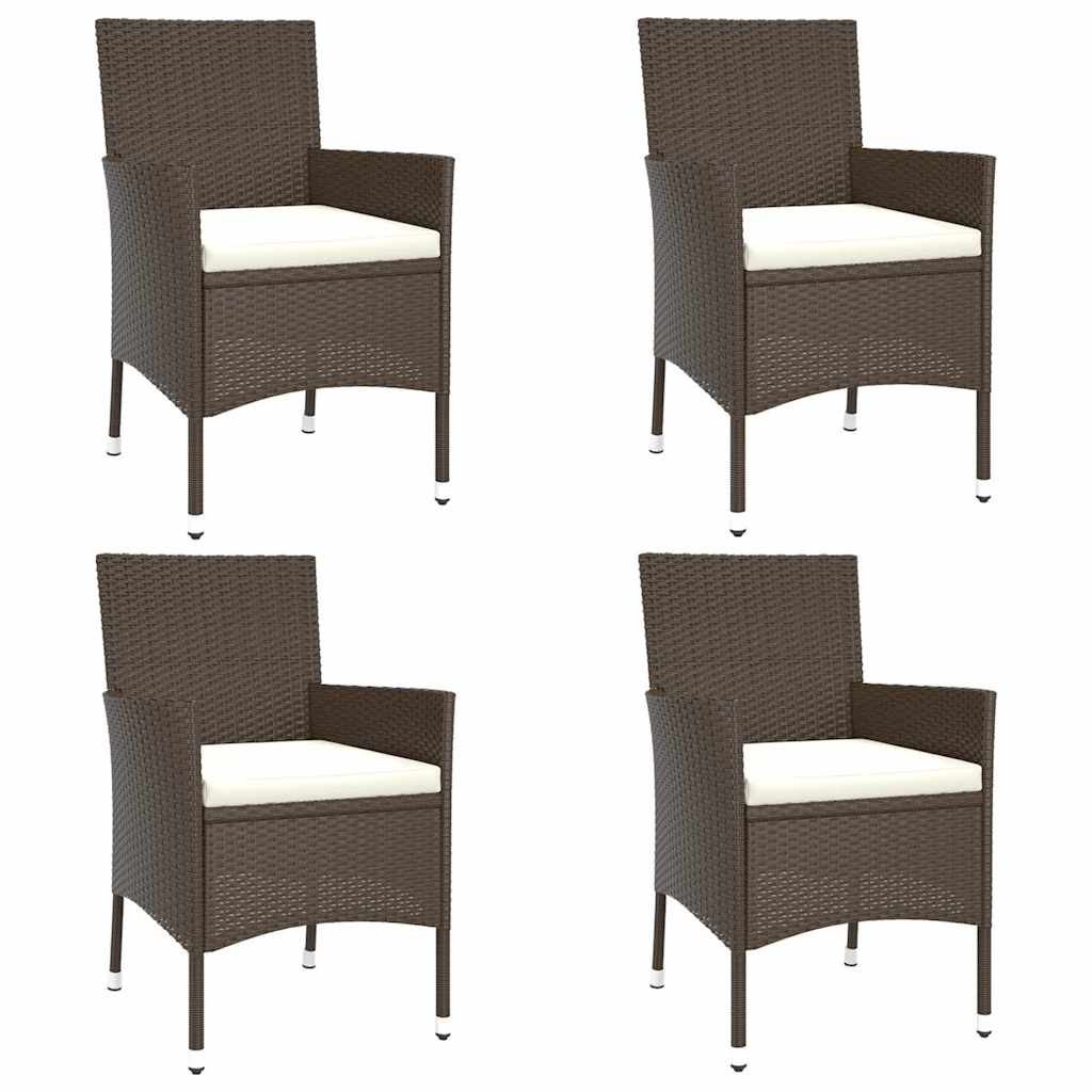 Garden Chairs with Cushions Poly Rattan Brown 4