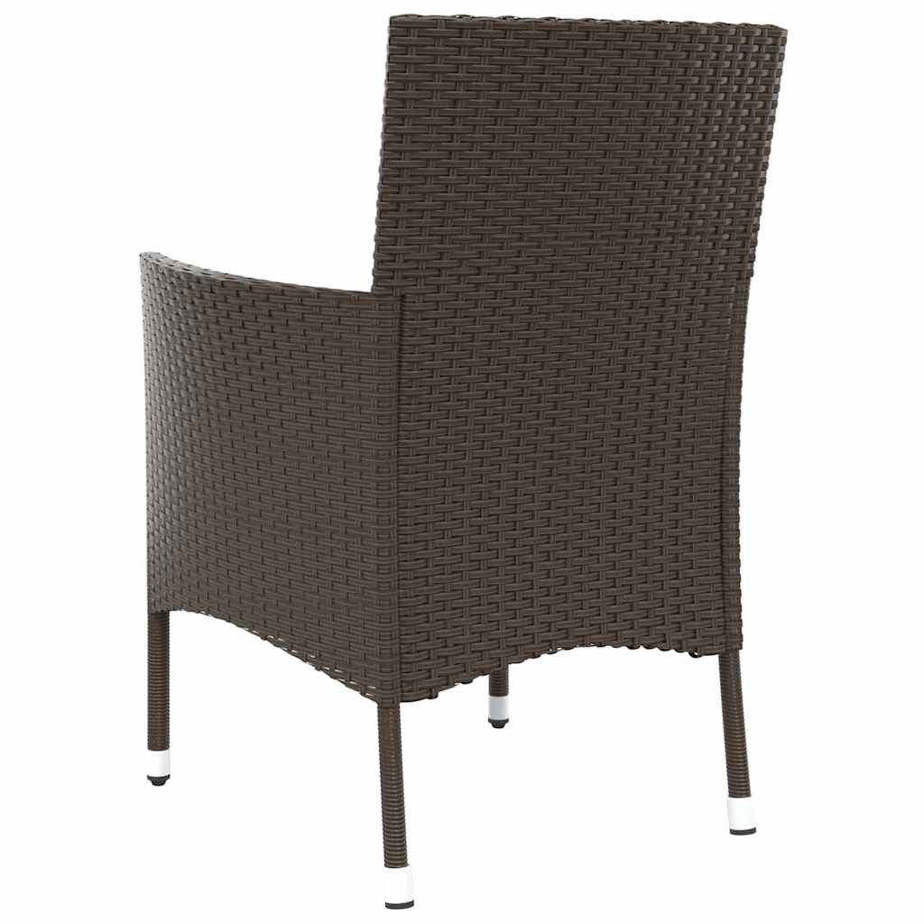 Garden Chairs with Cushions Poly Rattan Brown 4