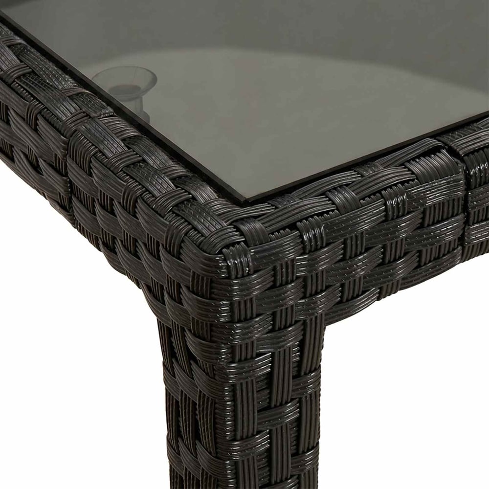 Garden Table Grey 150 x 90 x 75 cm Poly Rattan Black