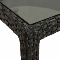Garden Table Grey 150 x 90 x 75 cm Poly Rattan Black
