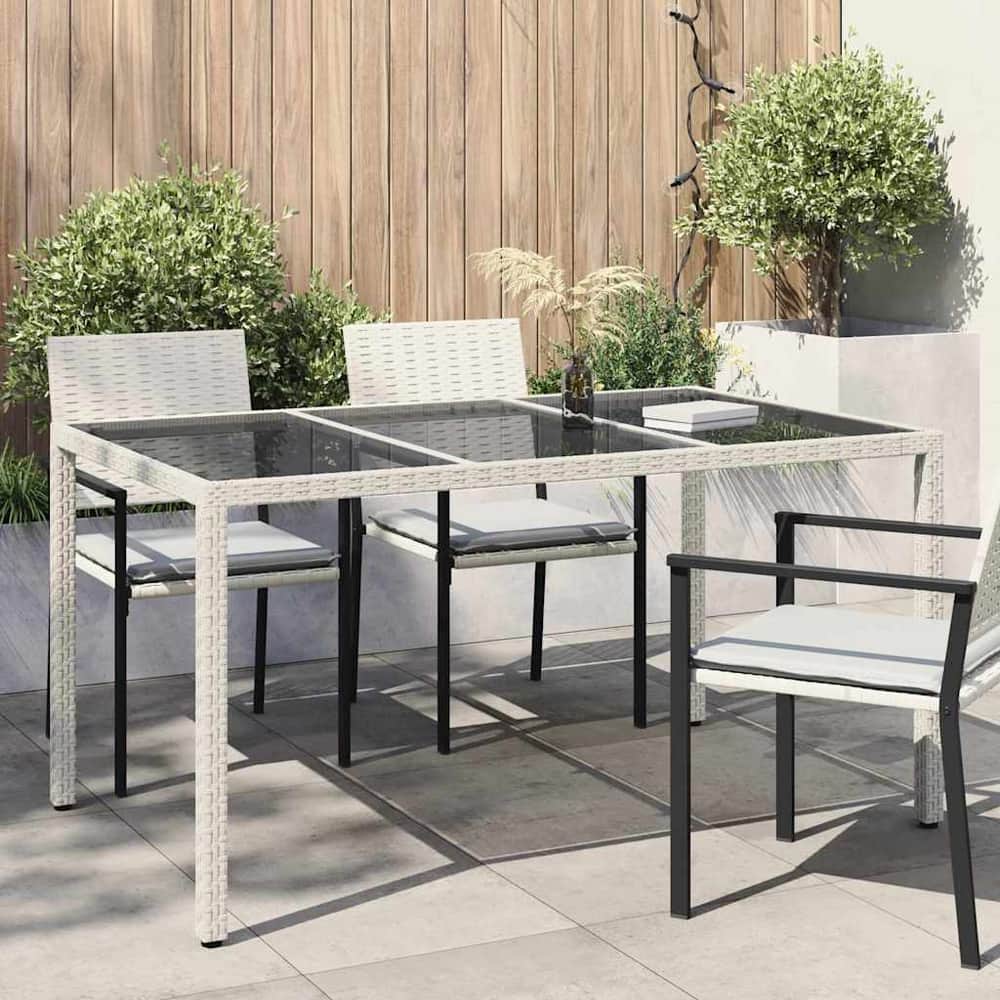 Garden Table Grey 150 x 90 x 75 cm Poly Rattan White and black