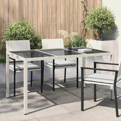 Garden Table Grey 150 x 90 x 75 cm Poly Rattan White and black