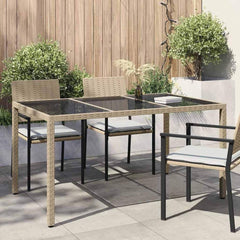 Garden Table Grey 150 x 90 x 75 cm Poly Rattan Beige and black