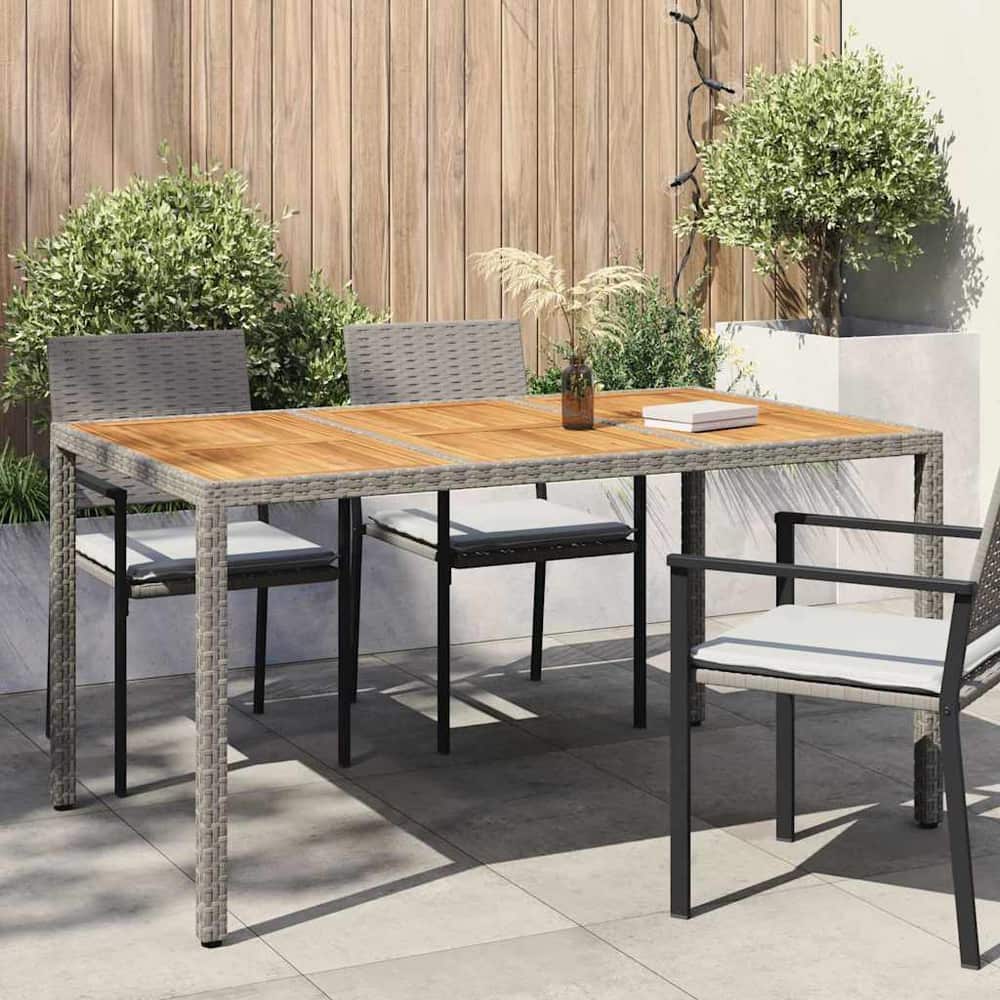 Garden Table Grey 150 x 90 x 75 cm Poly Rattan Grey and natural