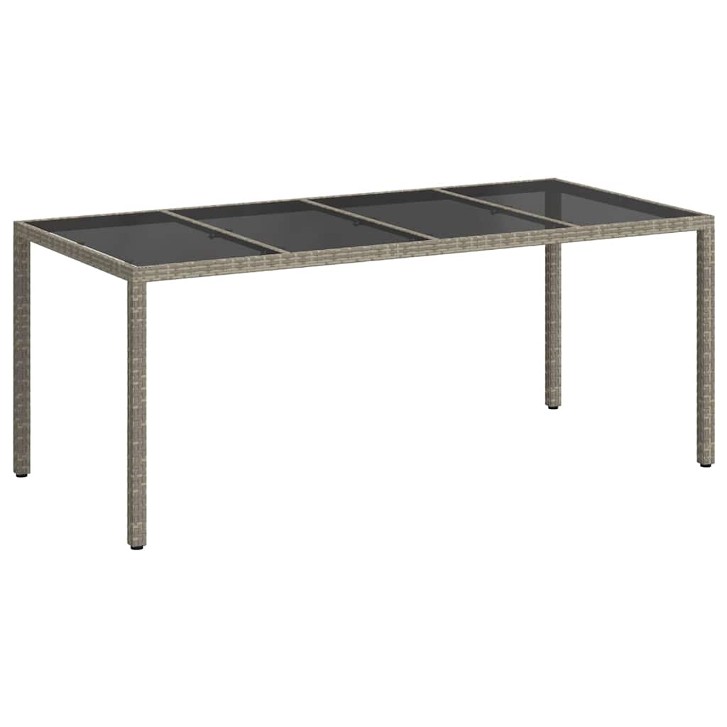 Garden Table Poly Rattan Depth 90 cm Width 190 cm Grey and black