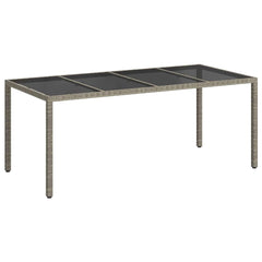 Garden Table Poly Rattan Depth 90 cm Width 190 cm Grey and black