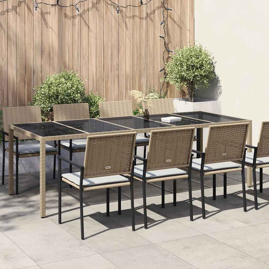 Garden Table Pure Poly Rattan Depth 100 cm Beige and black