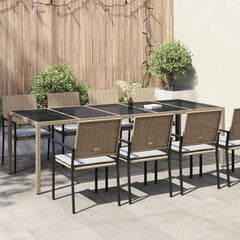 Garden Table Pure Poly Rattan Depth 100 cm Beige and black