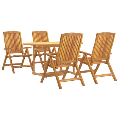 5 Piece Garden Dining Set Solid Wood Teak