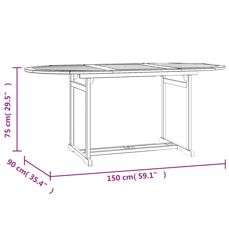 5 Piece Garden Dining Set Solid Wood Teak