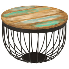 vidaXL Coffee Table Ø50x35 cm Solid Wood Reclaimed and Steel 1