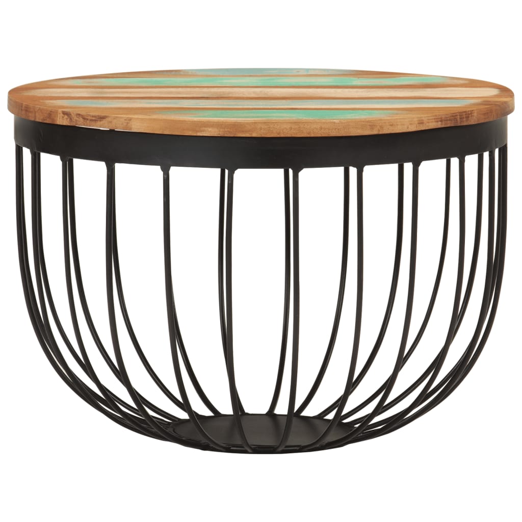 vidaXL Coffee Table Ø50x35 cm Solid Wood Reclaimed and Steel 2
