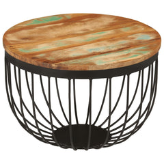 vidaXL Coffee Table Ø50x35 cm Solid Wood Reclaimed and Steel 4