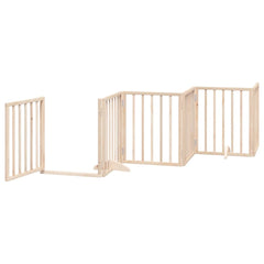vidaXL Dog Gate with Door Foldable 6 Panels 300 cm Poplar Wood 4
