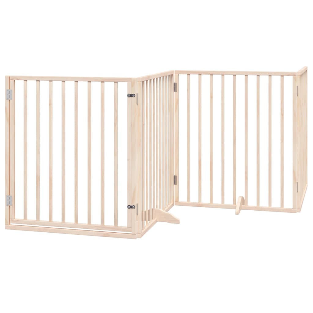 vidaXL Dog Gate with Door Foldable 4 Panels 320 cm Poplar Wood 2