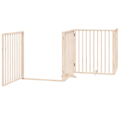 vidaXL Dog Gate with Door Foldable 4 Panels 320 cm Poplar Wood 4