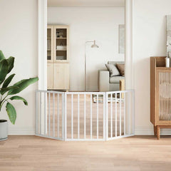 vidaXL Dog Gate Foldable 3 Panels White 150 cm Poplar Wood 3