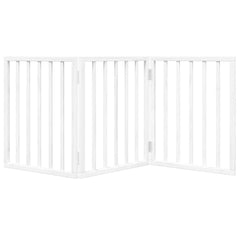 vidaXL Dog Gate Foldable 3 Panels White 150 cm Poplar Wood 4