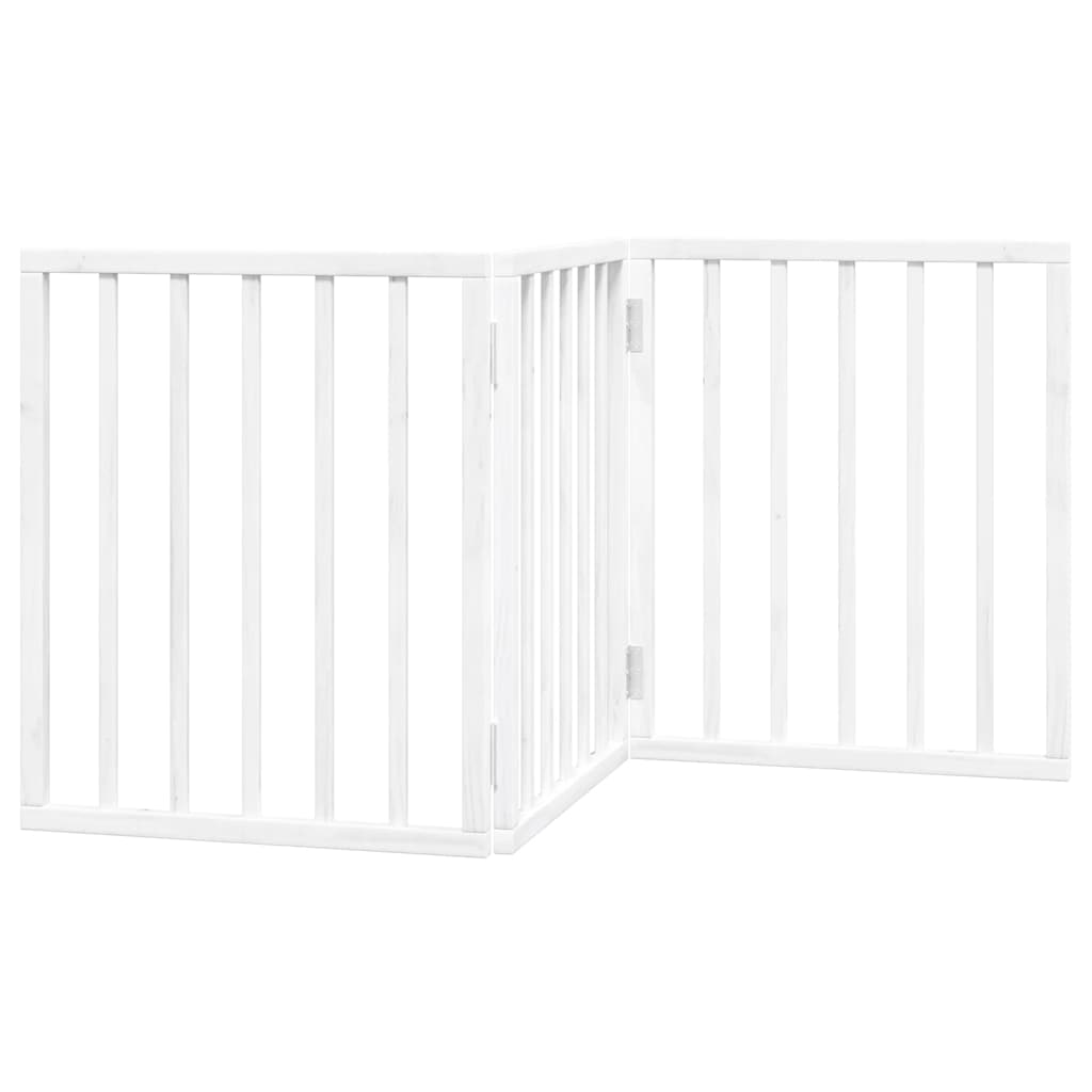 vidaXL Dog Gate Foldable 3 Panels White 150 cm Poplar Wood 6
