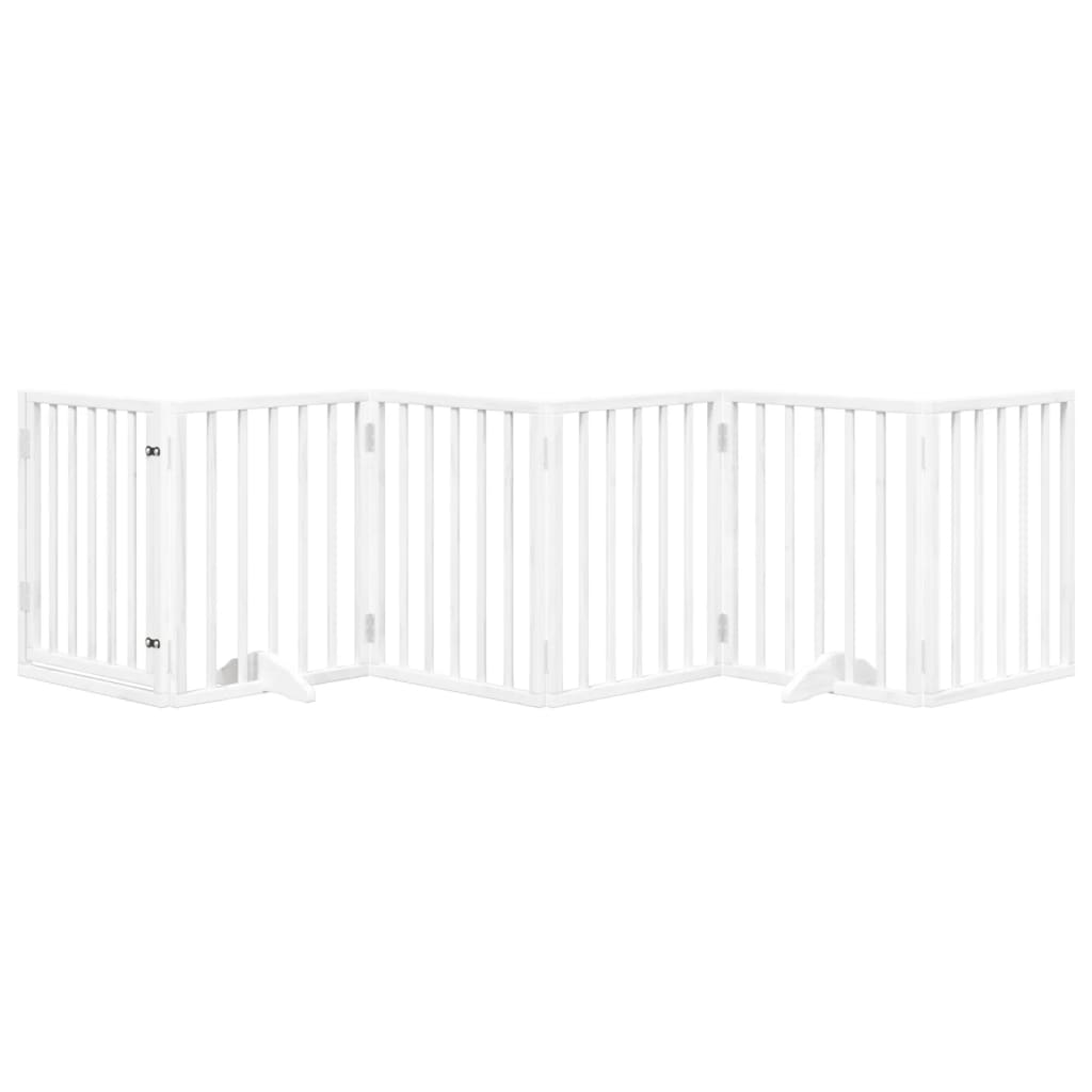 vidaXL Dog Gate with Door Foldable 6 Panels White 300 cm Poplar Wood 3
