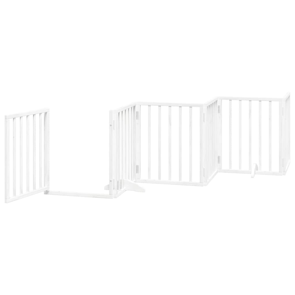 vidaXL Dog Gate with Door Foldable 6 Panels White 300 cm Poplar Wood 4