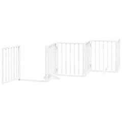 vidaXL Dog Gate with Door Foldable 6 Panels White 300 cm Poplar Wood 4