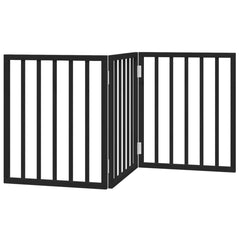 vidaXL Dog Gate Foldable 3 Panels Black 150 cm Poplar Wood 2