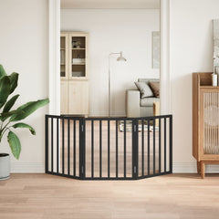 vidaXL Dog Gate Foldable 3 Panels Black 150 cm Poplar Wood 3