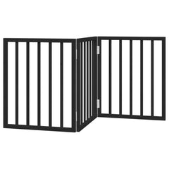 vidaXL Dog Gate Foldable 3 Panels Black 150 cm Poplar Wood 6